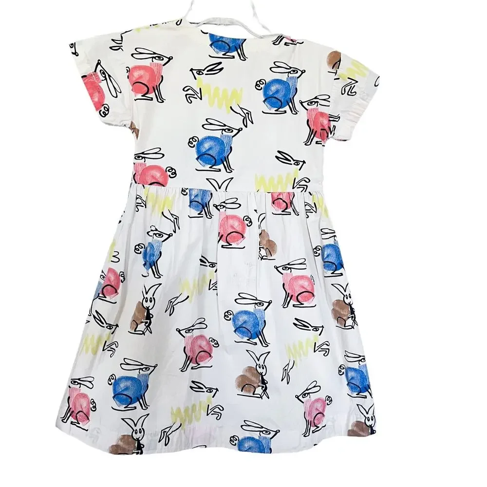 Wynken girls rabbit print poplin dress size 10